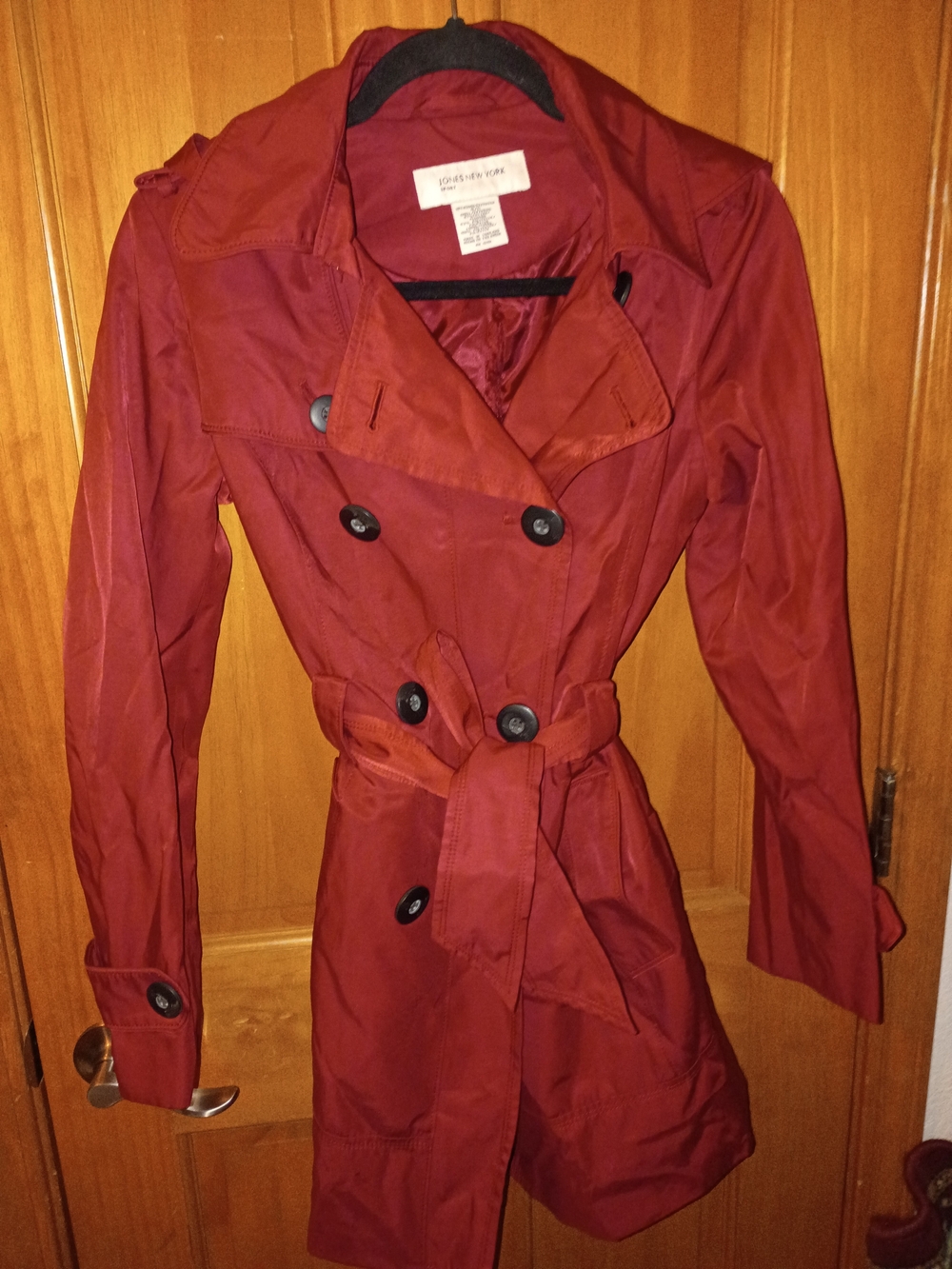 Jones New York Rust Red Double-Breasted Trench Coat with Belt